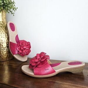 b.o.c Born Concept Windflower Genuine Leather Upper Deep Pink Floral Sandals 10